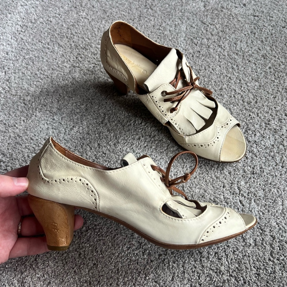 Marsell Size 38 Leather Oxford Kiltie Penny Loafer Heel Peep Toe Bootie Sandal
